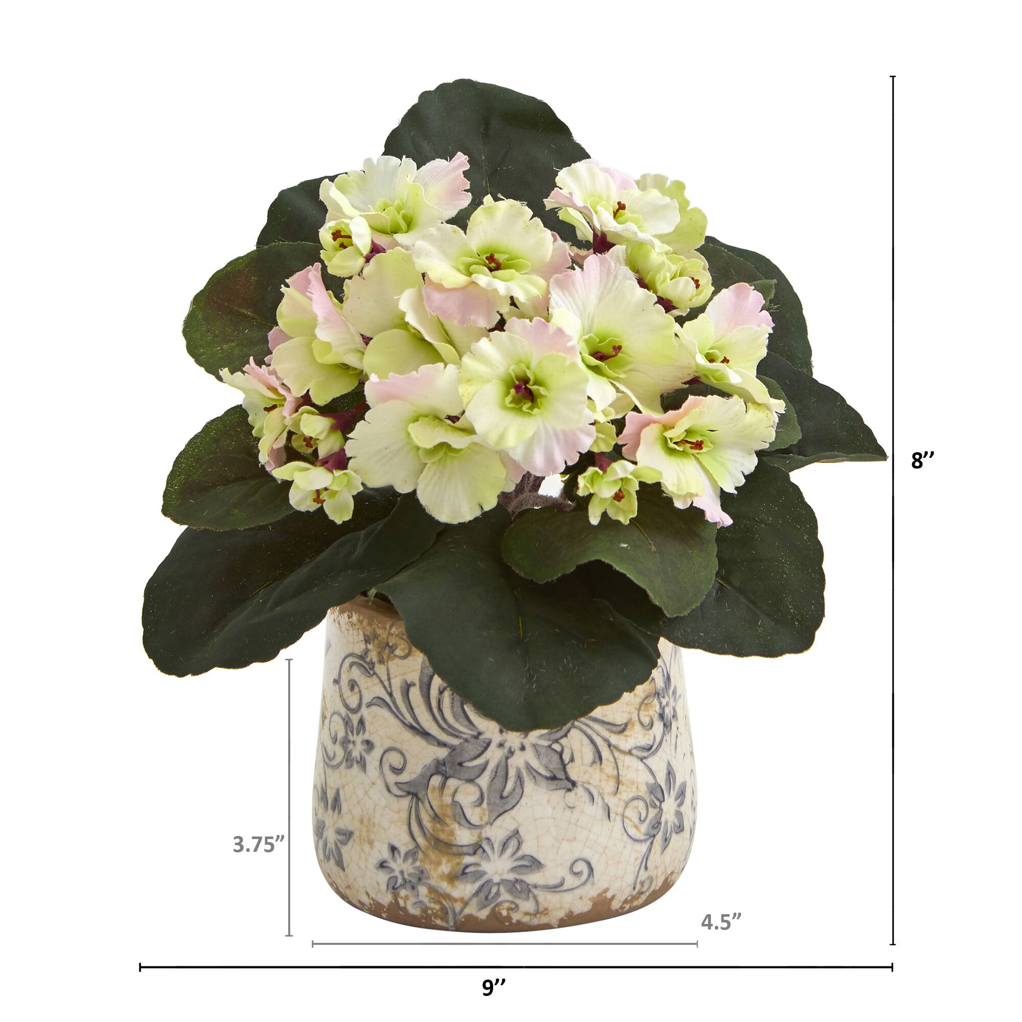 8" African Violet Artificial Plant in Floral Design Vase Set